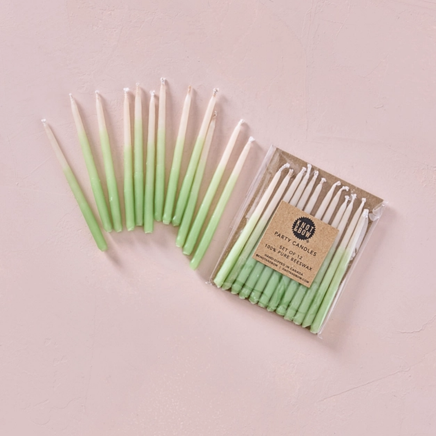 Ombré Beeswax Party Candles - Green