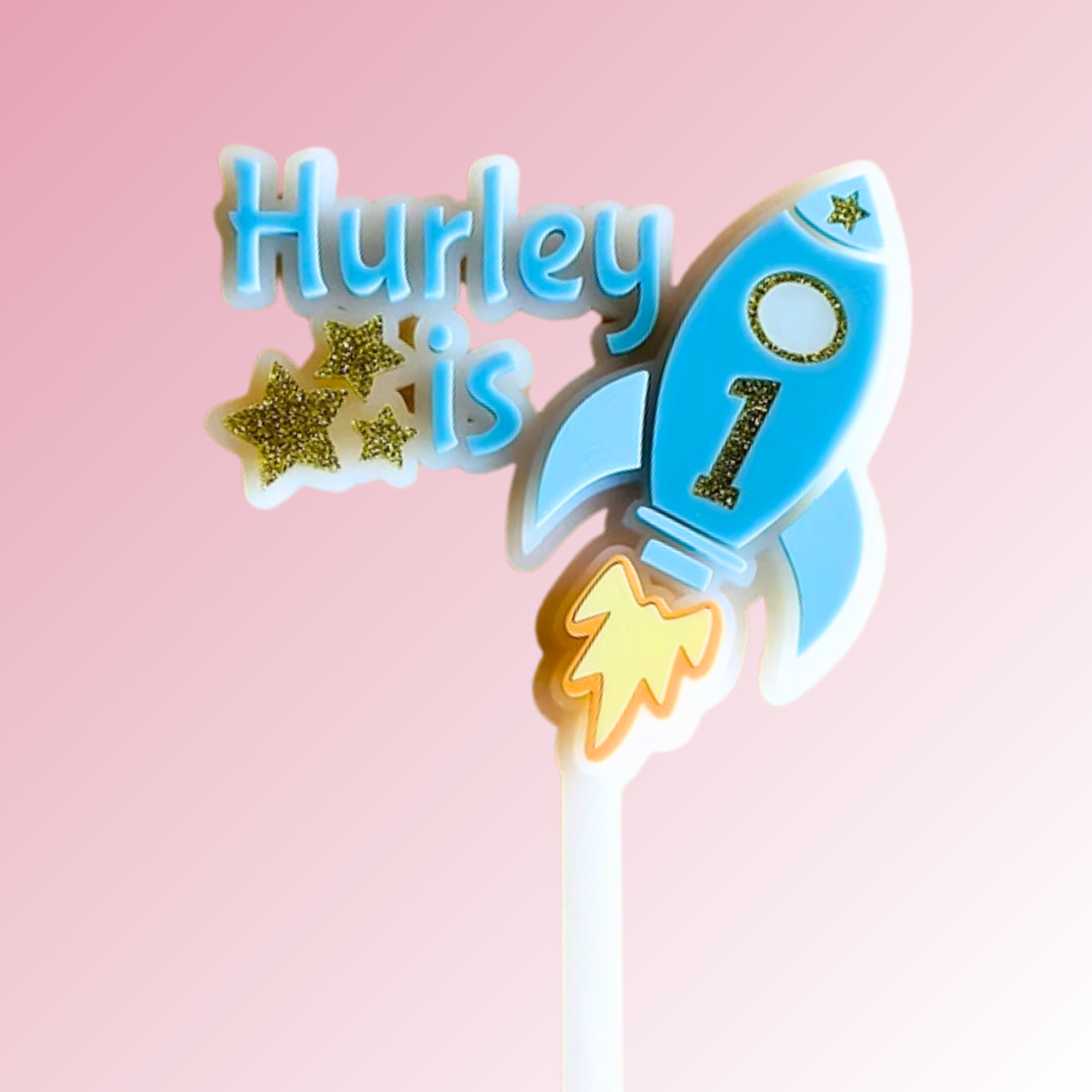 Name is Age – Rocket Acrylic Cake Topper/Plaque