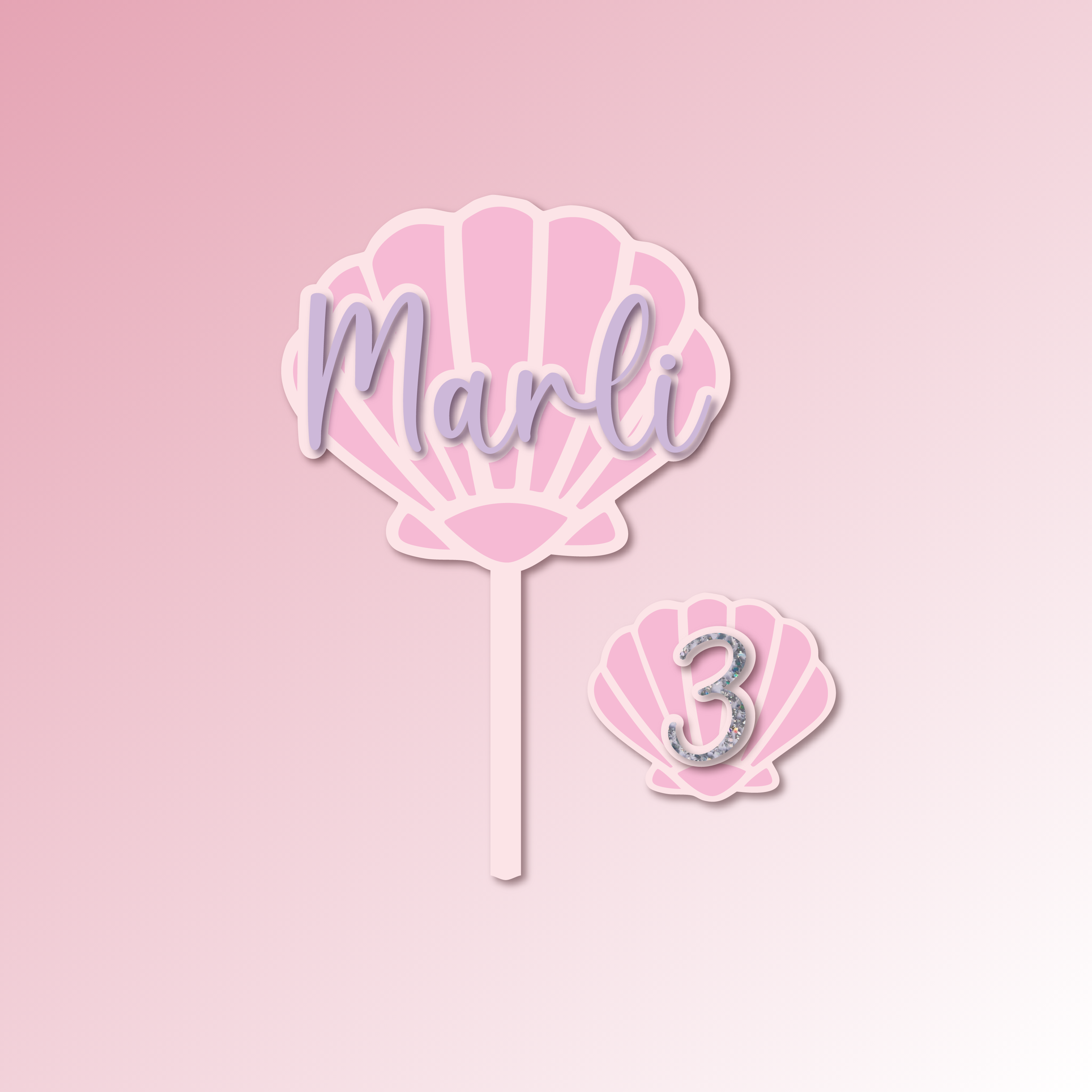 Shell Name & Age Acrylic Cake Topper/Plaque Set – Toppz Studio