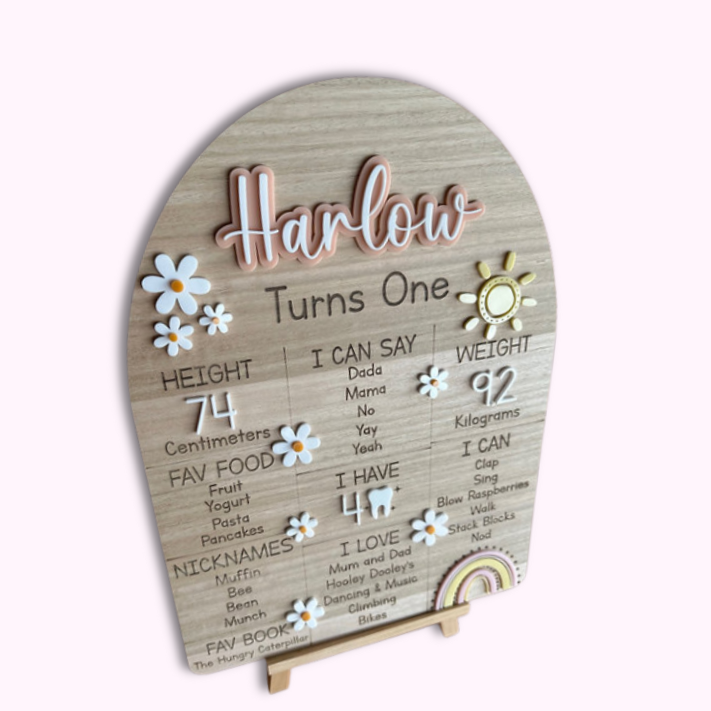 First Birthday Milestone Board - Sun & Rainbows