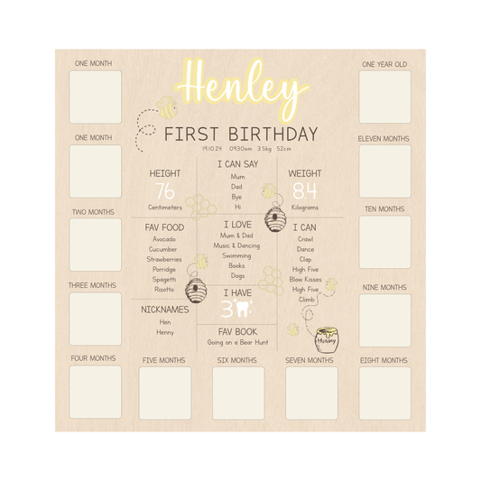 All-in-One Milestone + Photo Board - Bee