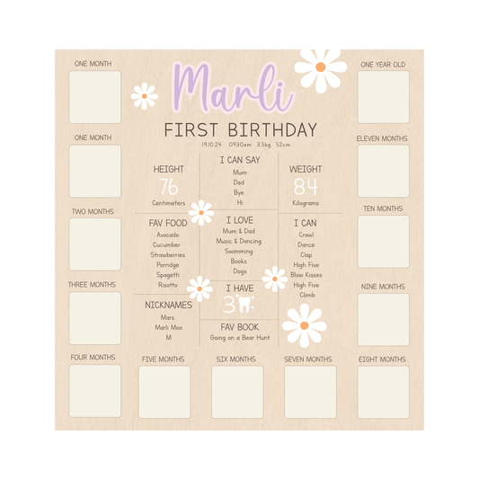 All-in-One Milestone + Photo Board - Daisy
