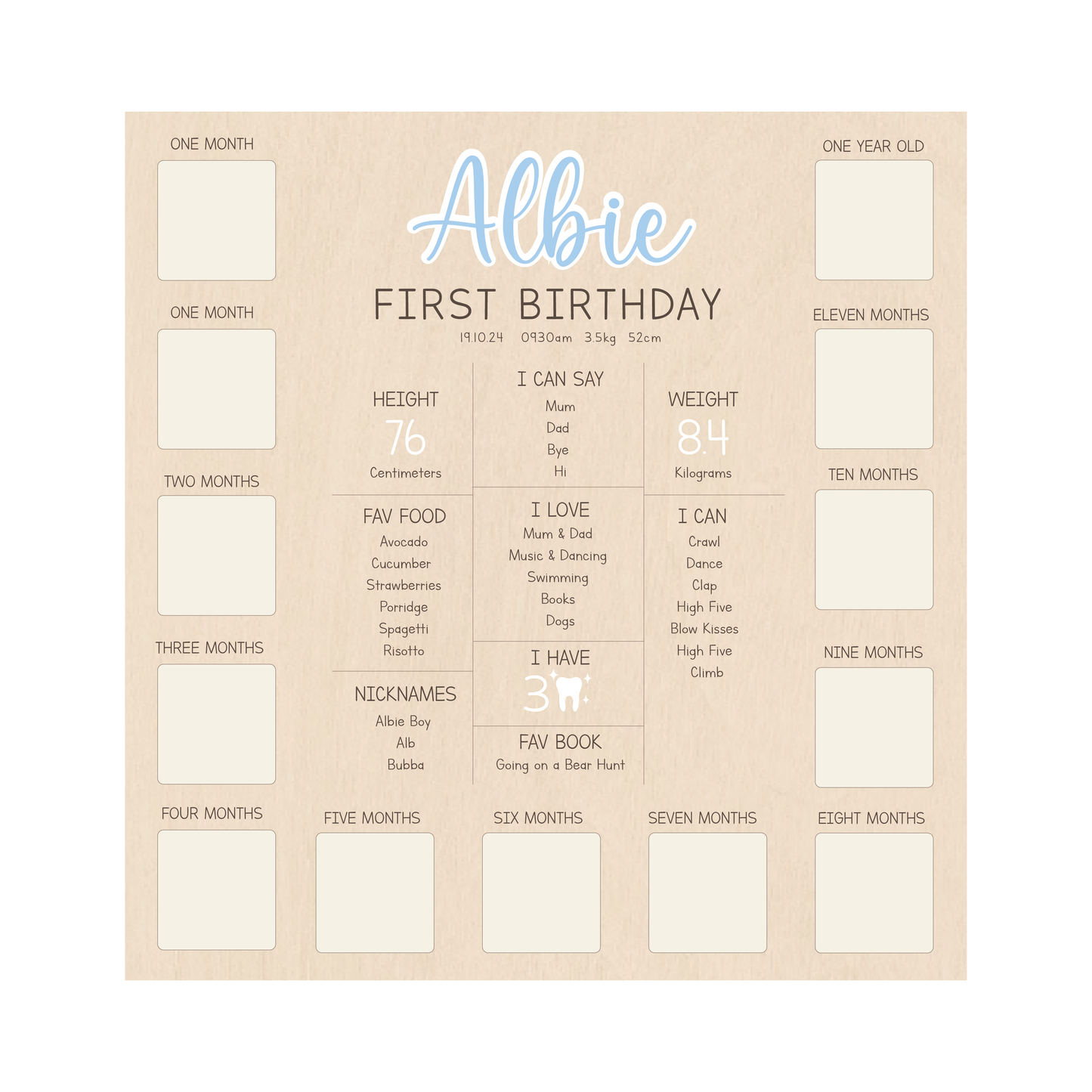 All-in-One Milestone + Photo Board - No Theme