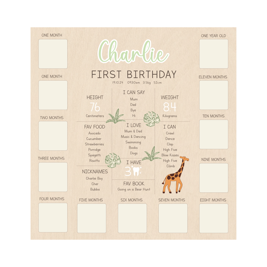 All-in-One Milestone + Photo Board - Safari