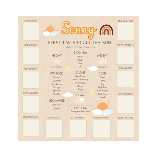 All-in-One Milestone + Photo Board - Sun