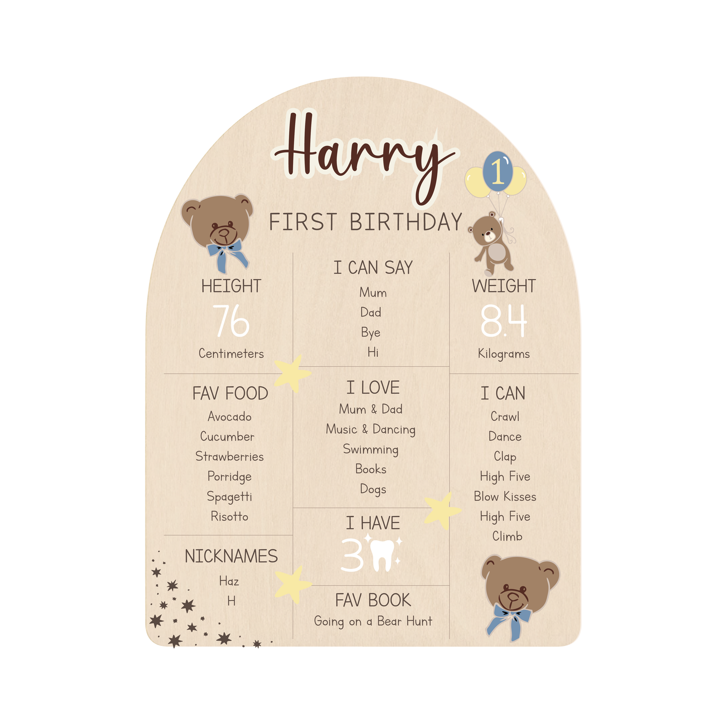 First Birthday Milestone Board - Teddy Bear