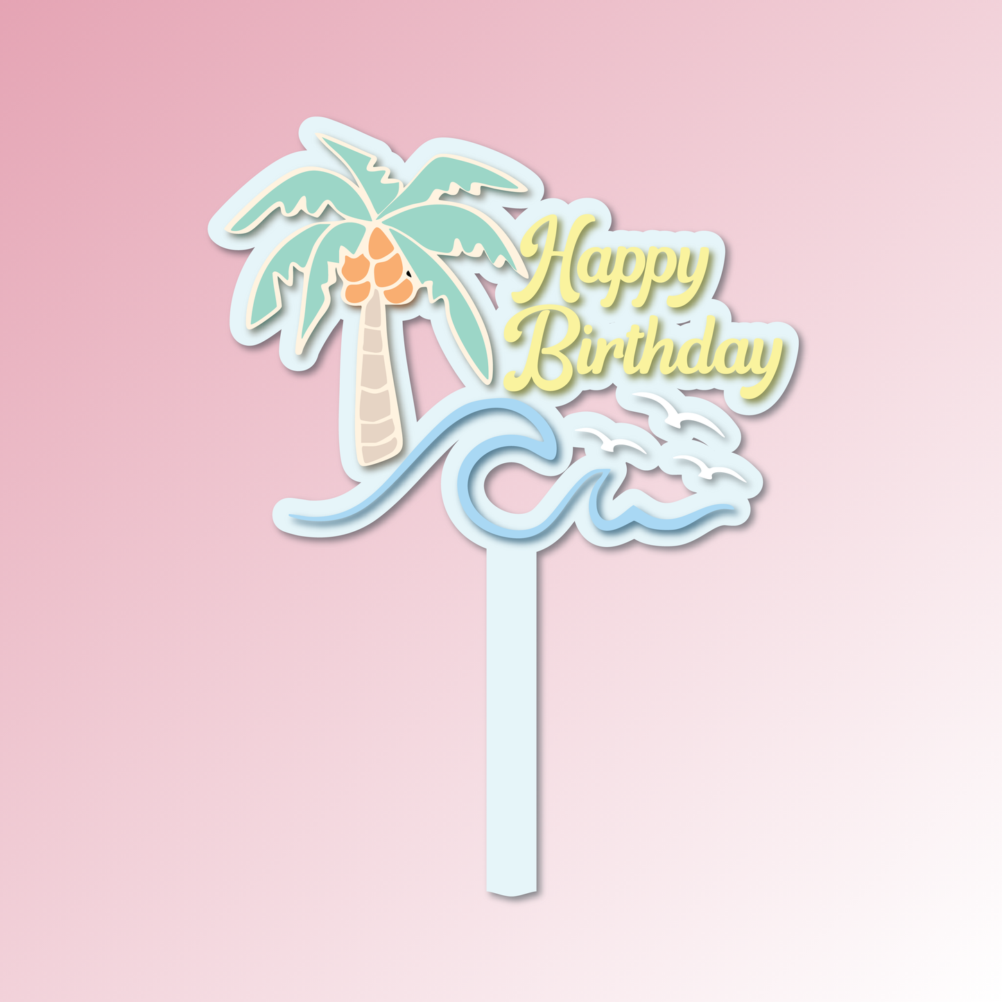 Happy Birthday – Beach Theme Acrylic Cake Topper/Plaque