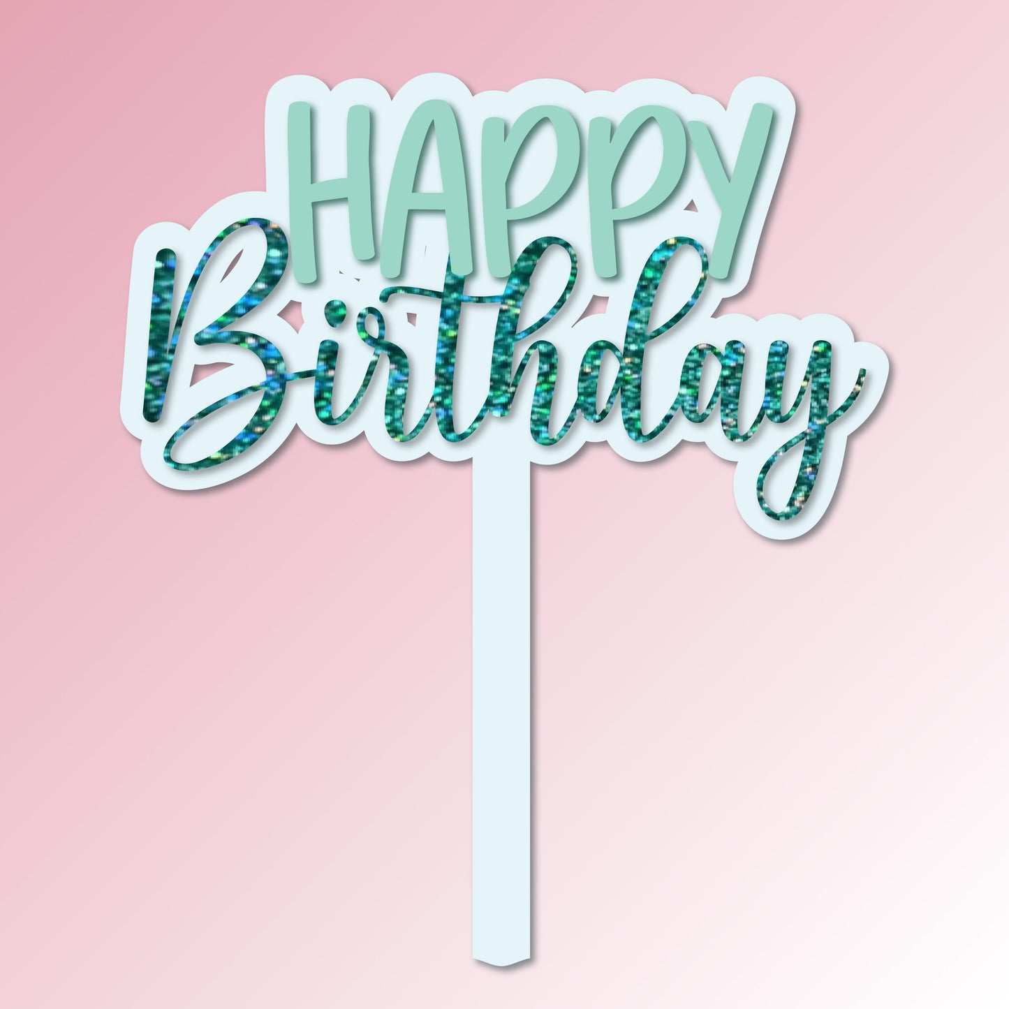 Happy Birthday - Glitter Acrylic Cake Topper/Plaque