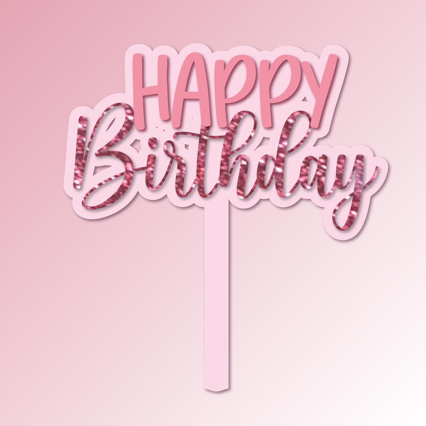 Happy Birthday - Glitter Acrylic Cake Topper/Plaque