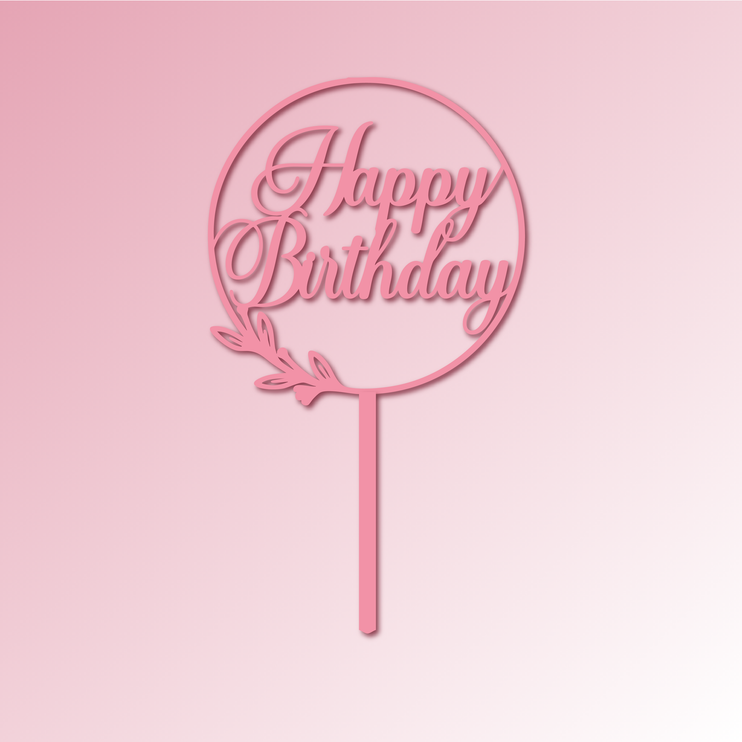 Circle Frame  Flowers Happy Birthday Cake Topper/Plaque