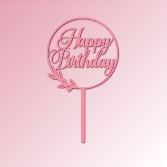 Circle Frame  Flowers Happy Birthday Cake Topper/Plaque