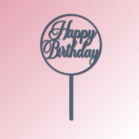 Circle Frame Happy Birthday Cake Topper/Plaque