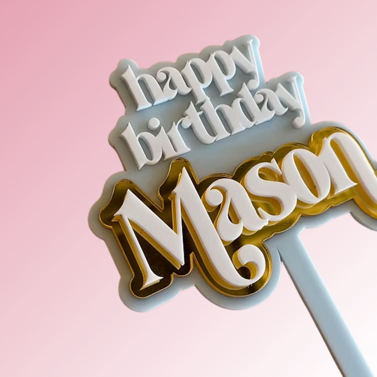 Happy Birthday Name - Cake Topper/Plaque