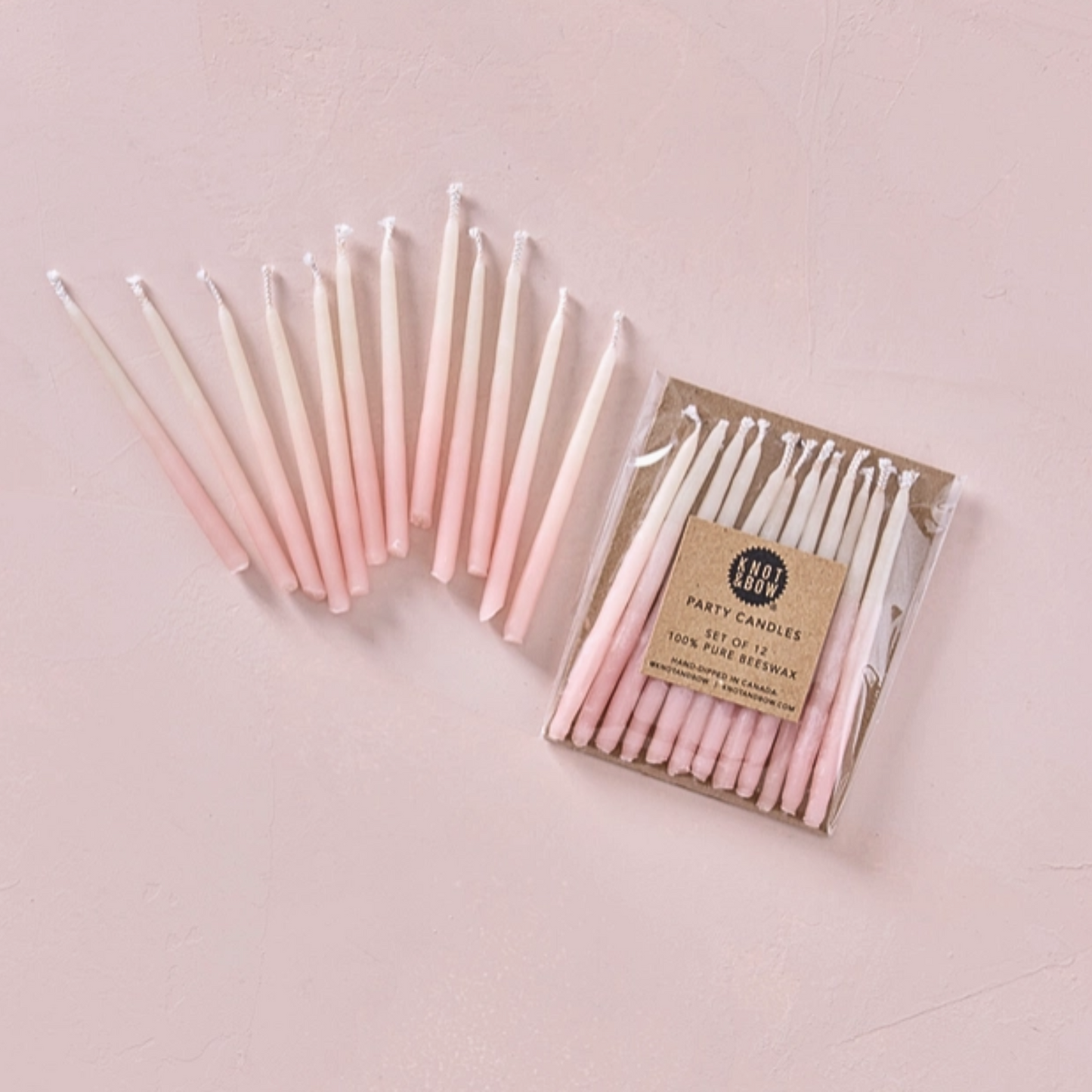 Ombré Beeswax Party Candles - Pink