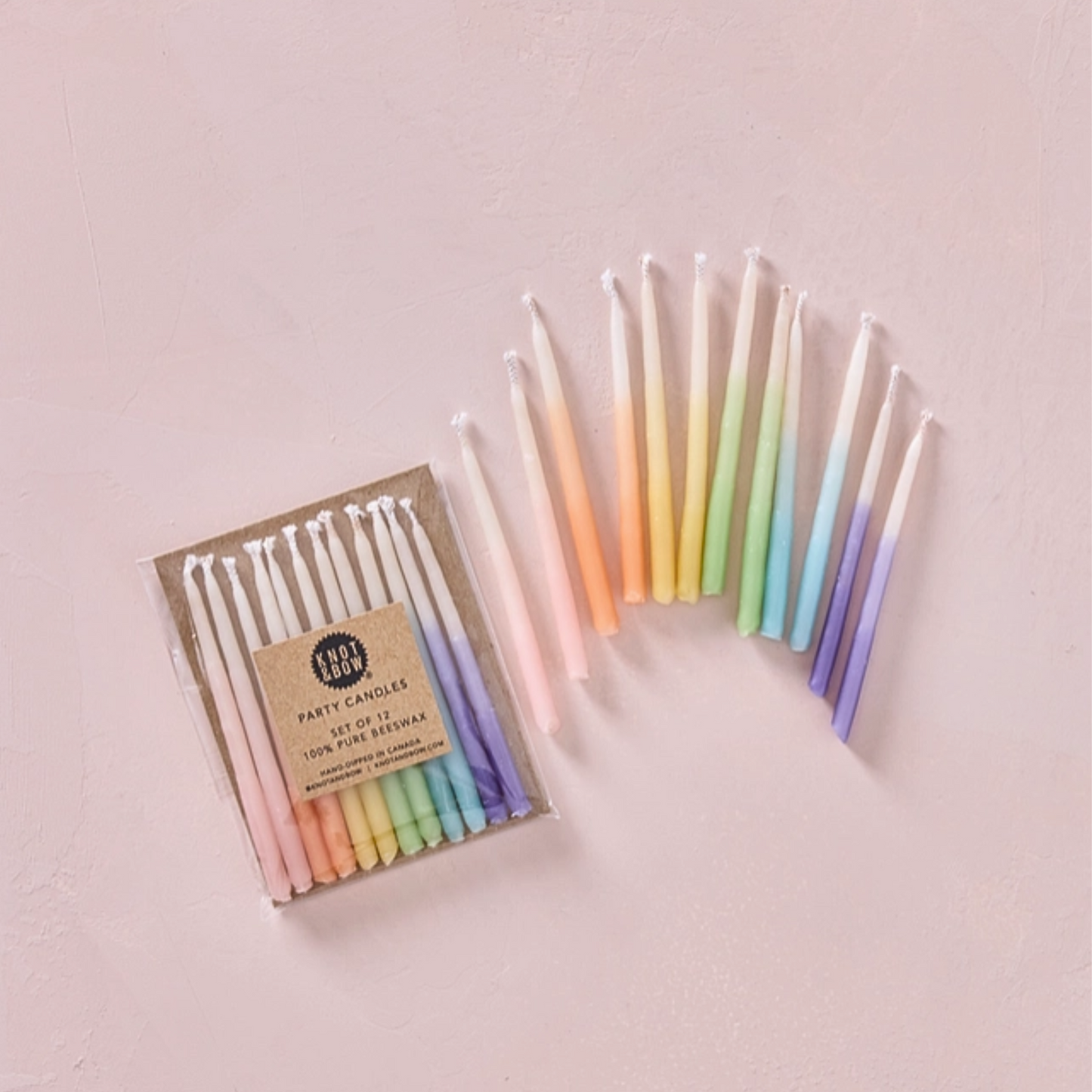 Ombré Beeswax Party Candles - Rainbow