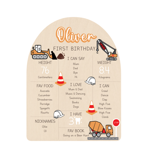 First Birthday Milestone Board - Construction