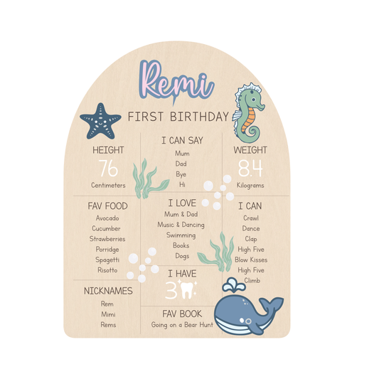 First Birthday Milestone Board - Under the Sea