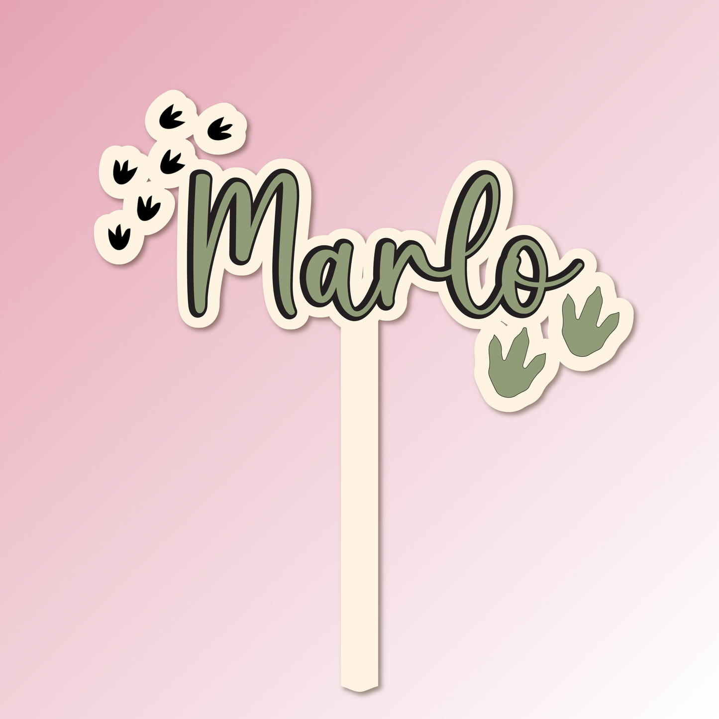 Name with Dinosaur Footprints Acrylic Cake Topper/Plaque