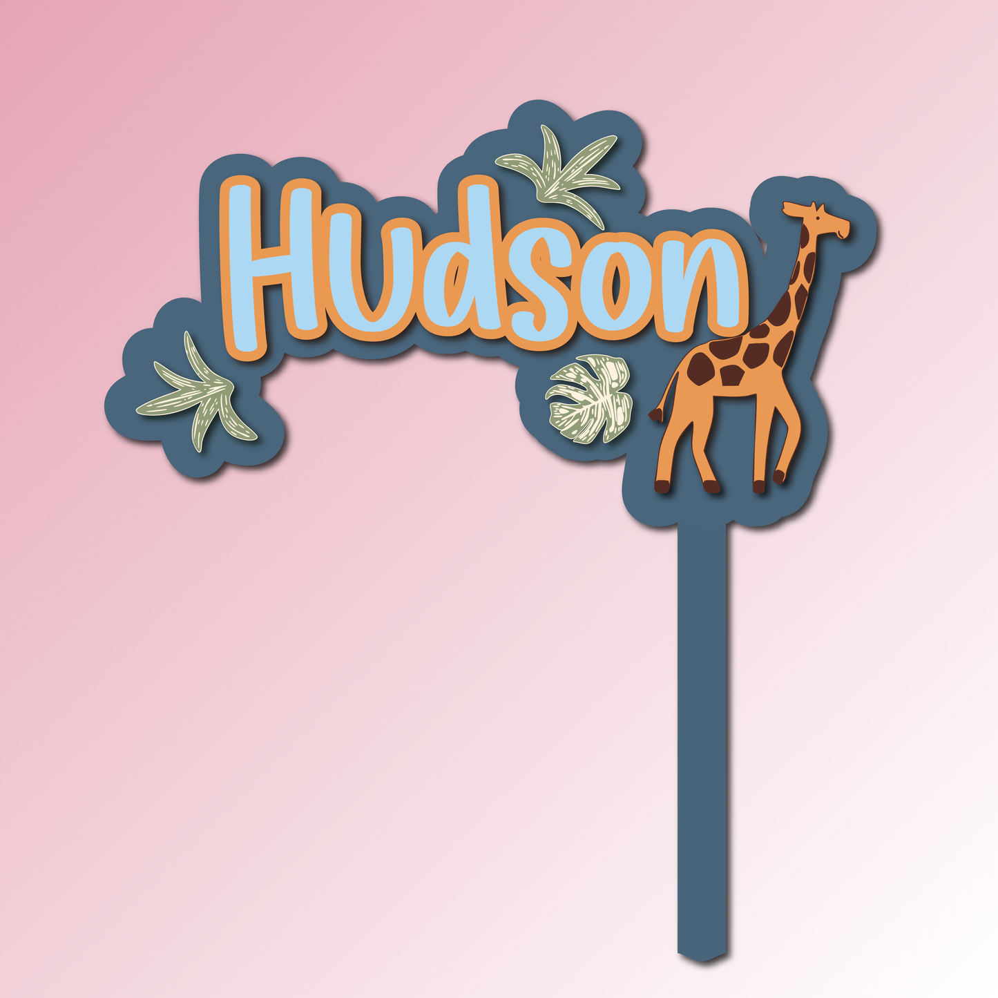 Name with giraffe – Safari Acrylic Cake Topper/Plaque