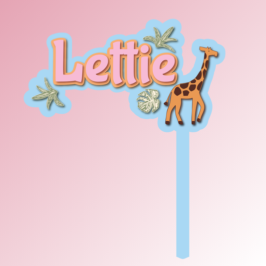 Name with giraffe – Safari Acrylic Cake Topper/Plaque