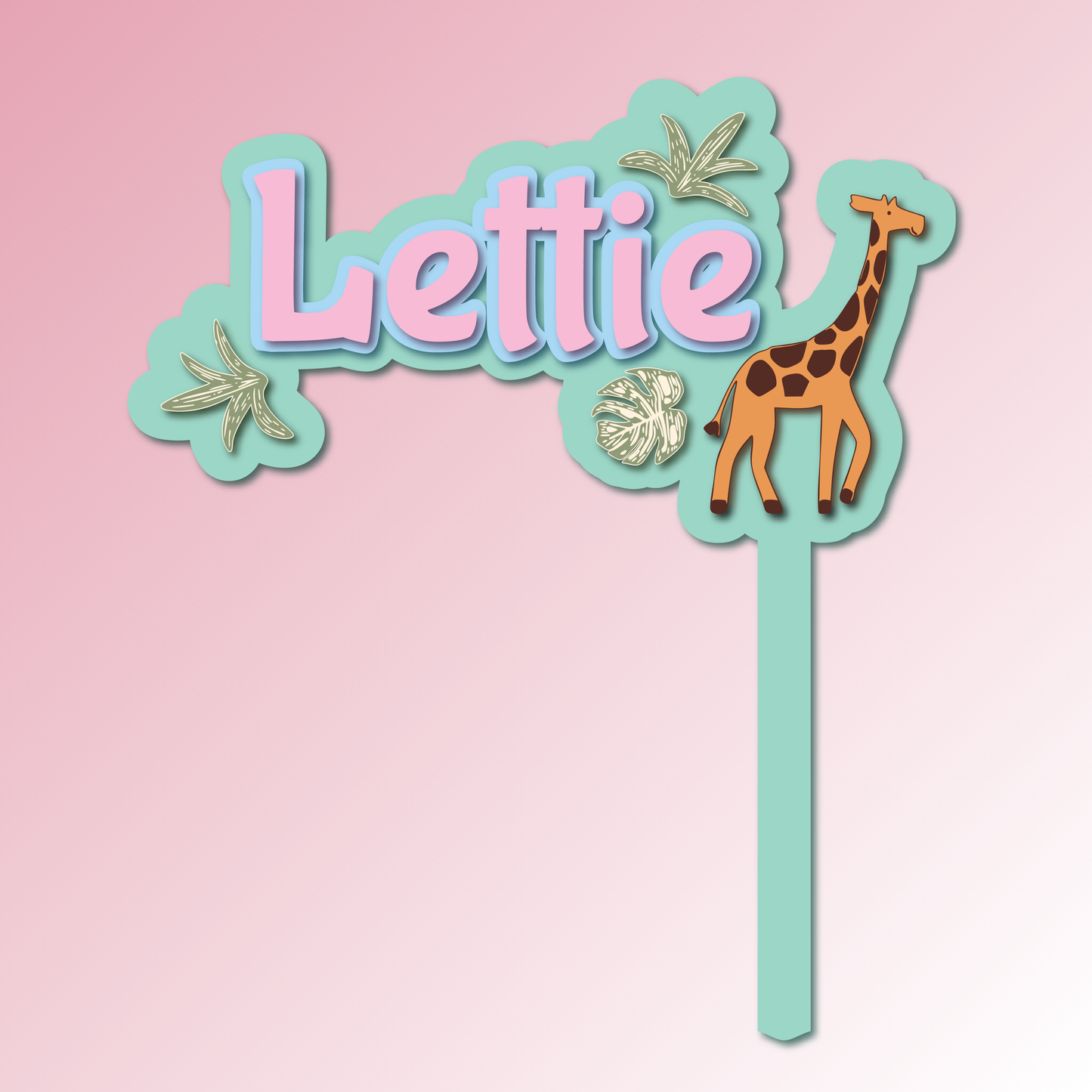 Name with giraffe – Safari Acrylic Cake Topper/Plaque