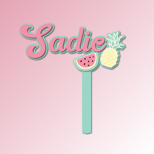 Name – Summer Fruits Acrylic Cake Topper/Plaque