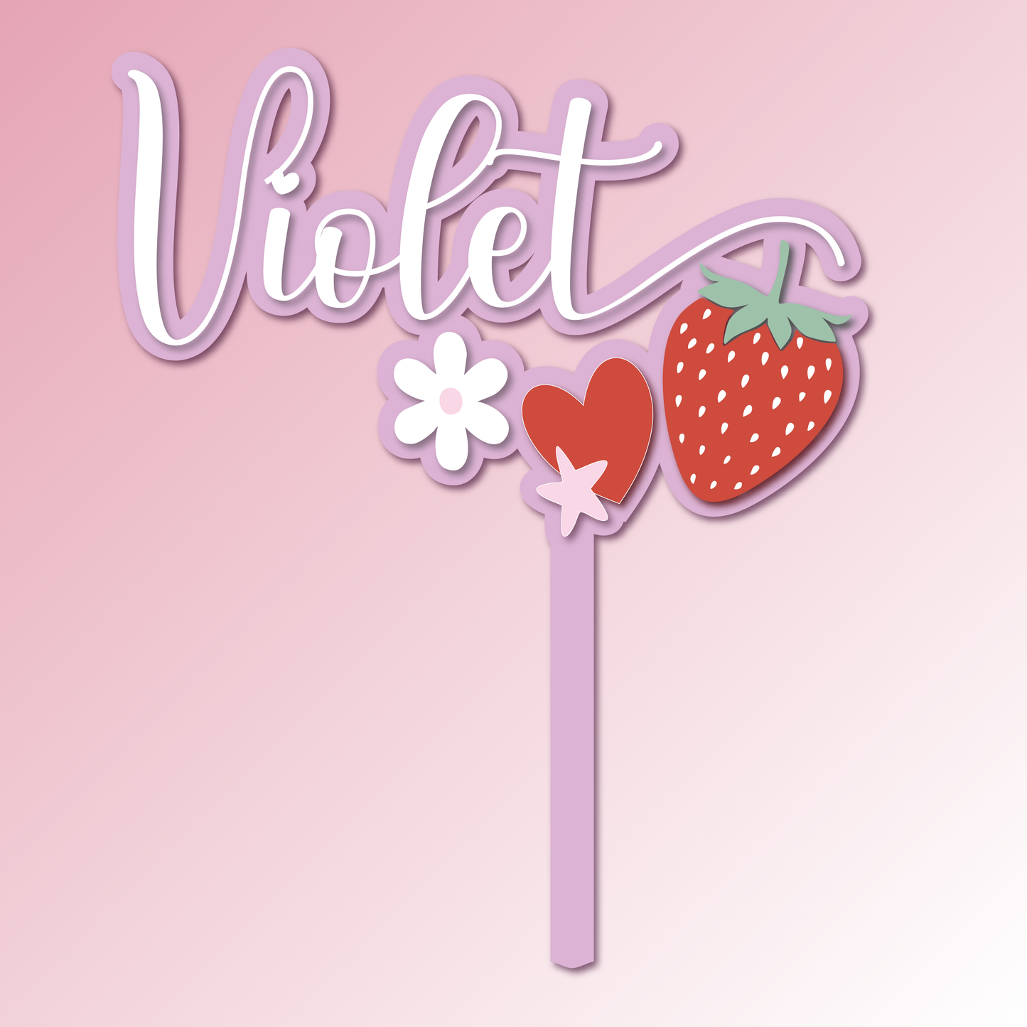Name Strawberry Acrylic Cake Topper/Plaque