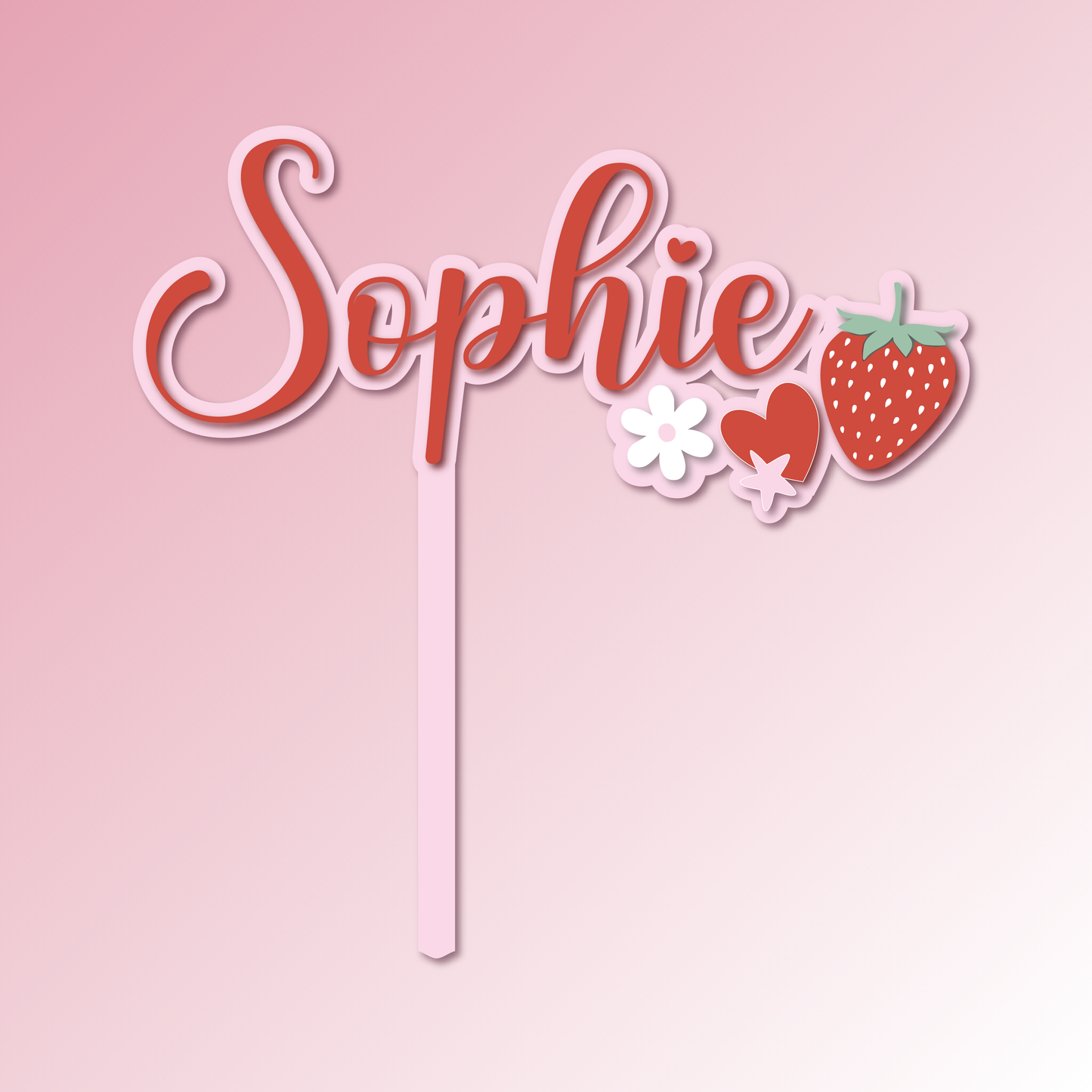 Name Strawberry Acrylic Cake Topper/Plaque