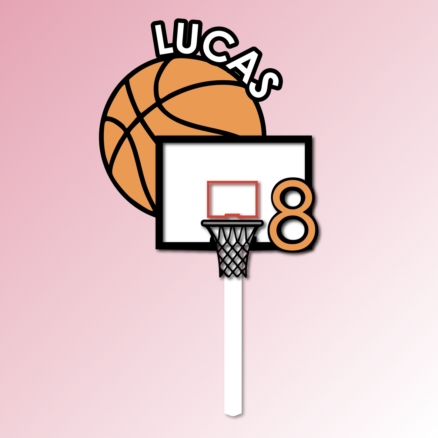 Name, Age & Basketball Backboard Acrylic Cake Topper/Plaque