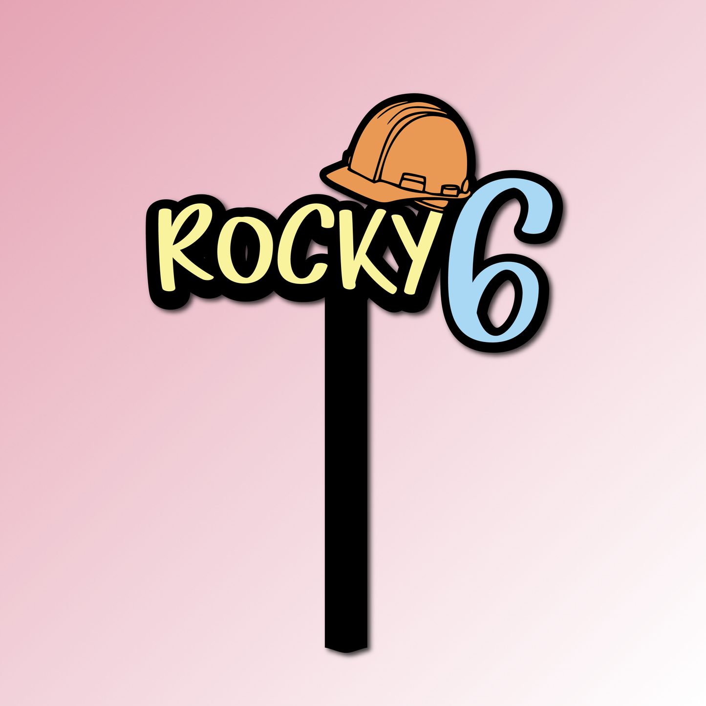 Name & Age – Hardhat Acrylic Cake Topper/Plaque