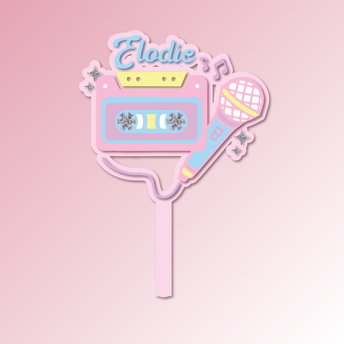 Name is Age – Microphone Acrylic Cake Topper/Plaque