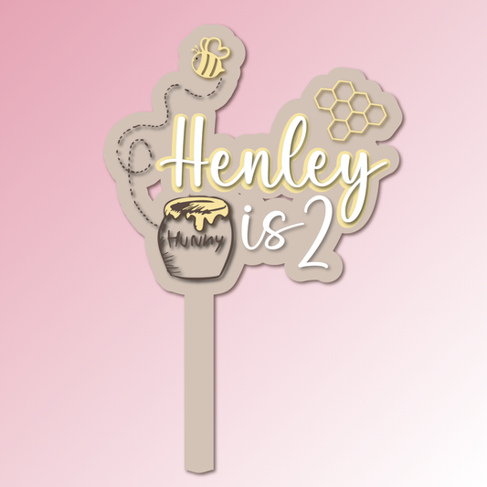 Name is Age – Hunny Bee Acrylic Cake Topper/Plaque