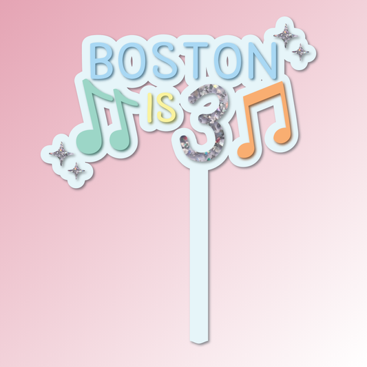 Name is Age – Music Theme Acrylic Cake Topper/Plaque