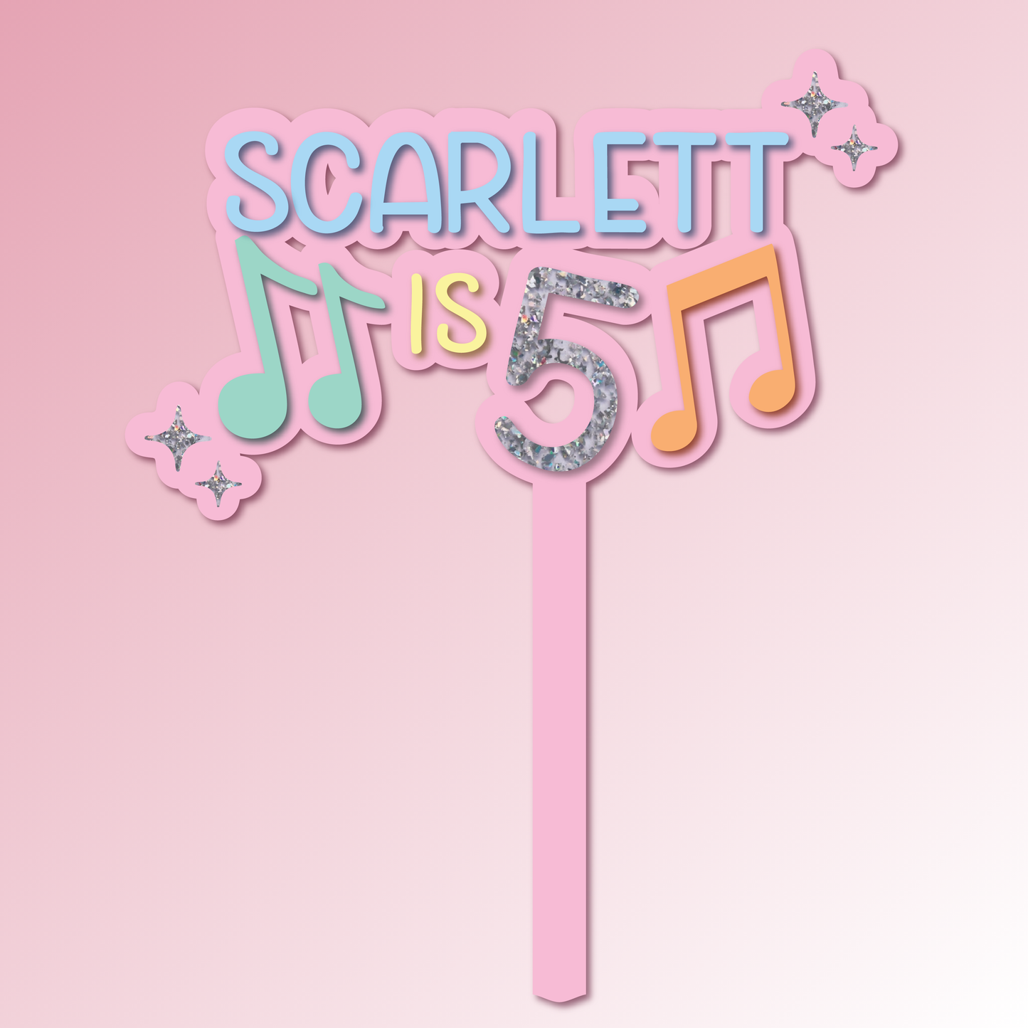 Name is Age – Music Theme Acrylic Cake Topper/Plaque