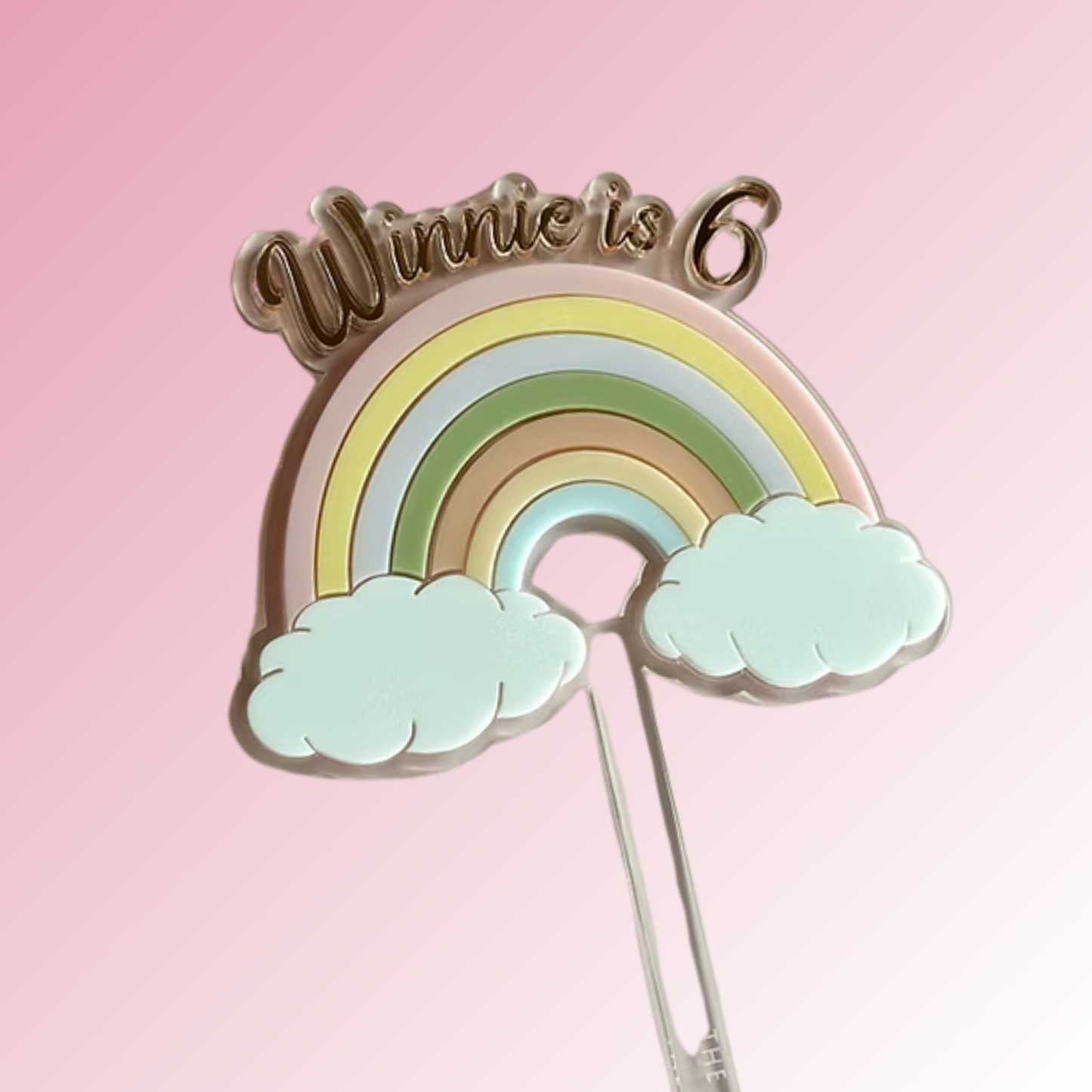 Name is Age - Pastel Rainbow Cake Topper