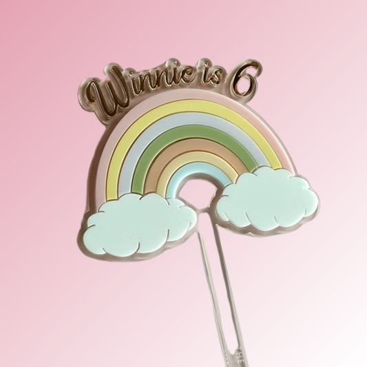 Name is Age - Pastel Rainbow Cake Topper