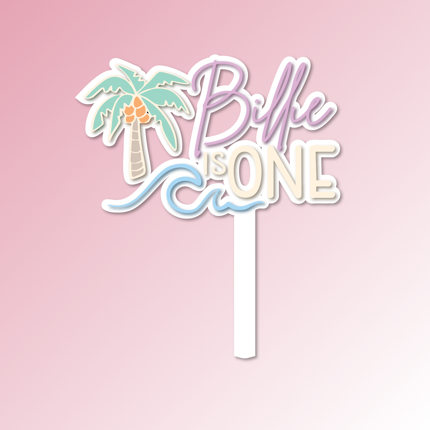 Name is Age – Beach Theme Acrylic Cake Topper/Plaque