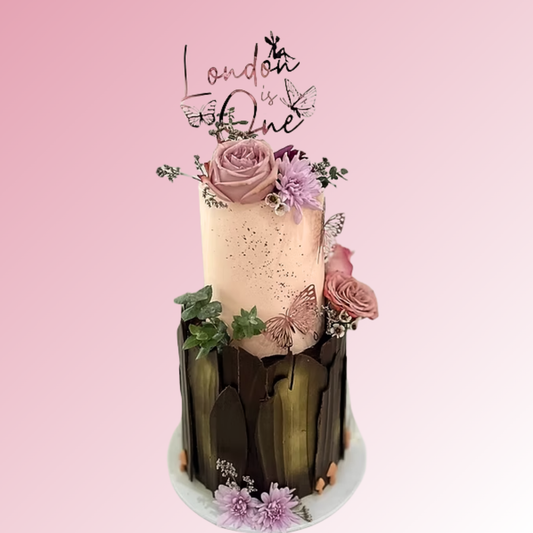 Name is Age Butterflies & Fairies Acrylic Cake Topper/Plaque