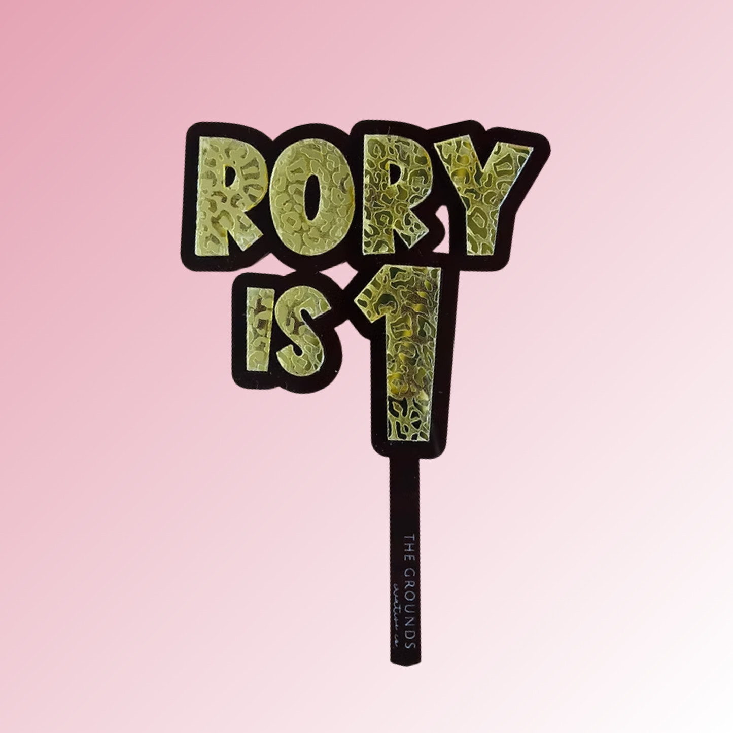 Name is Age Leopard Print Acrylic Cake Topper/Plaque