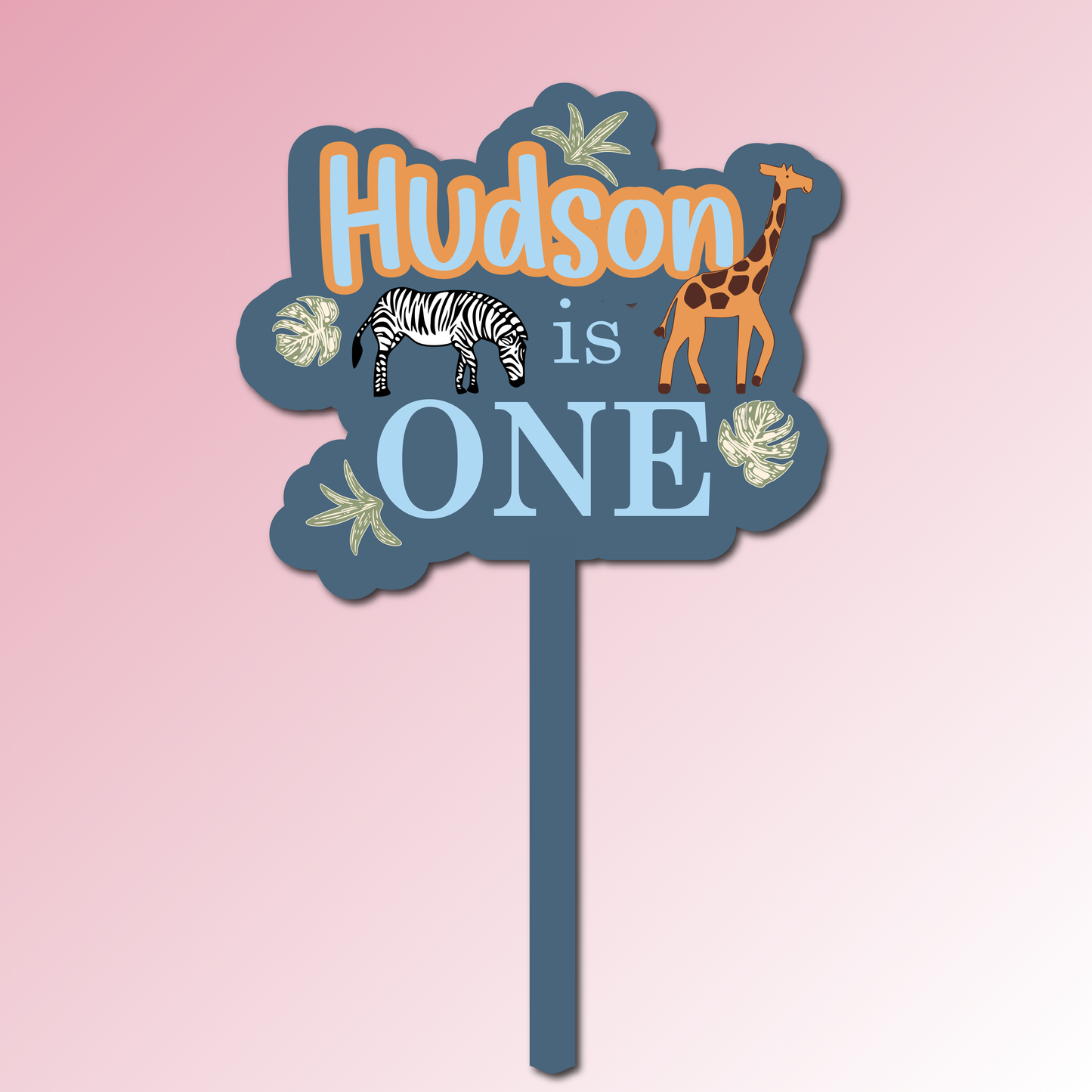 Name is Age – Safari Acrylic Cake Topper/Plaque