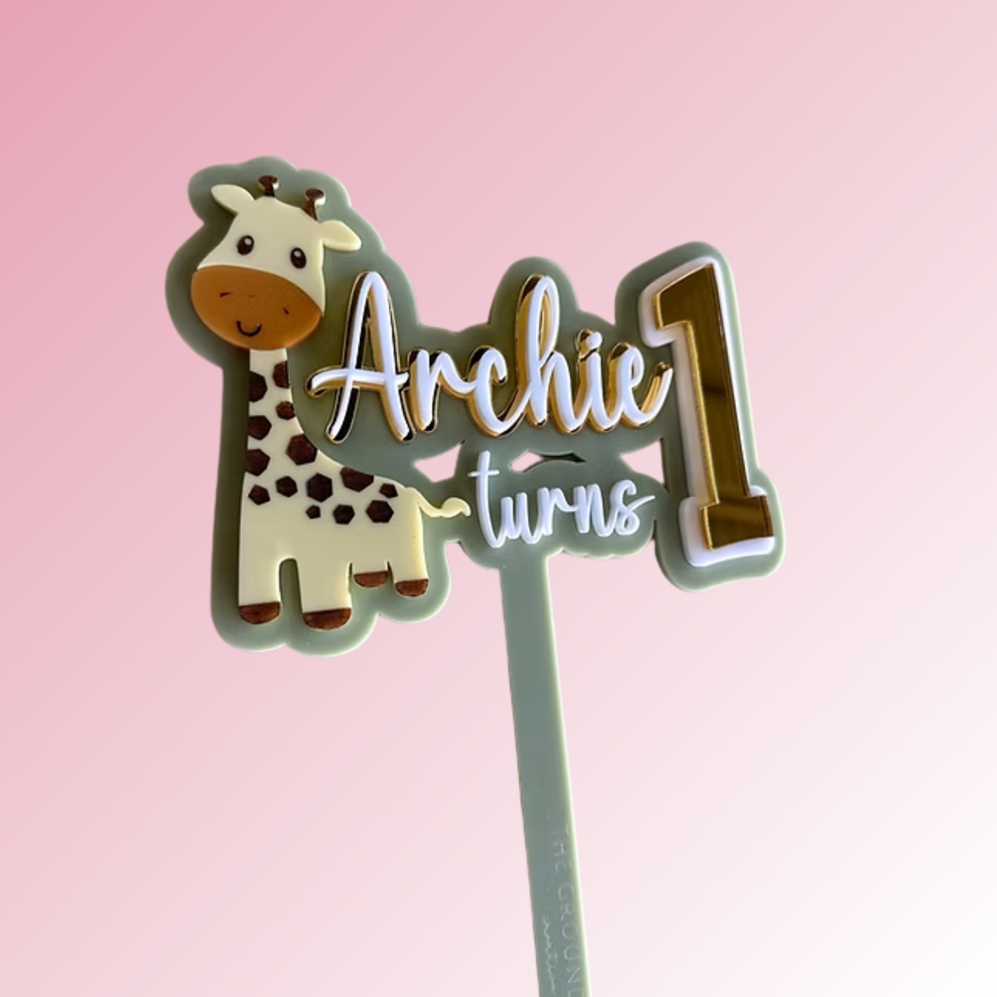 Name turns Age – Giraffe Acrylic Topper/Plaque