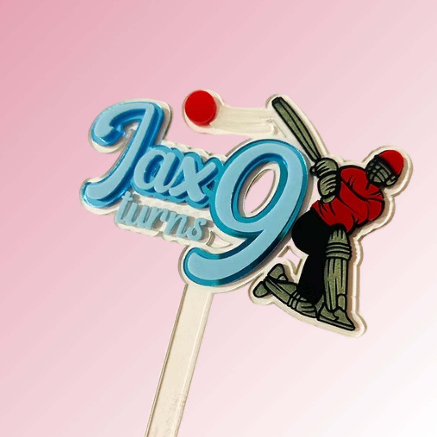 Name + Age - Cricket cake topper