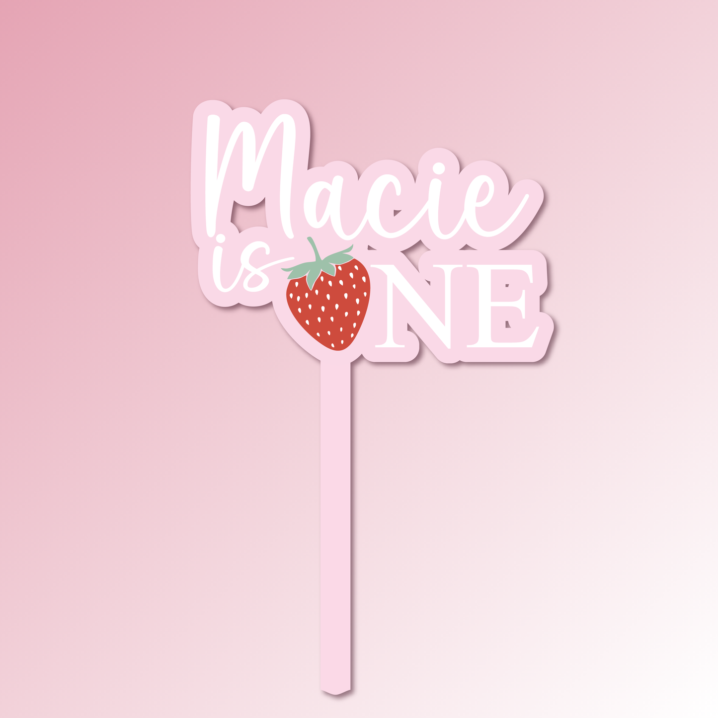 Name is One – Strawberry Acrylic Cake Topper/Plaque