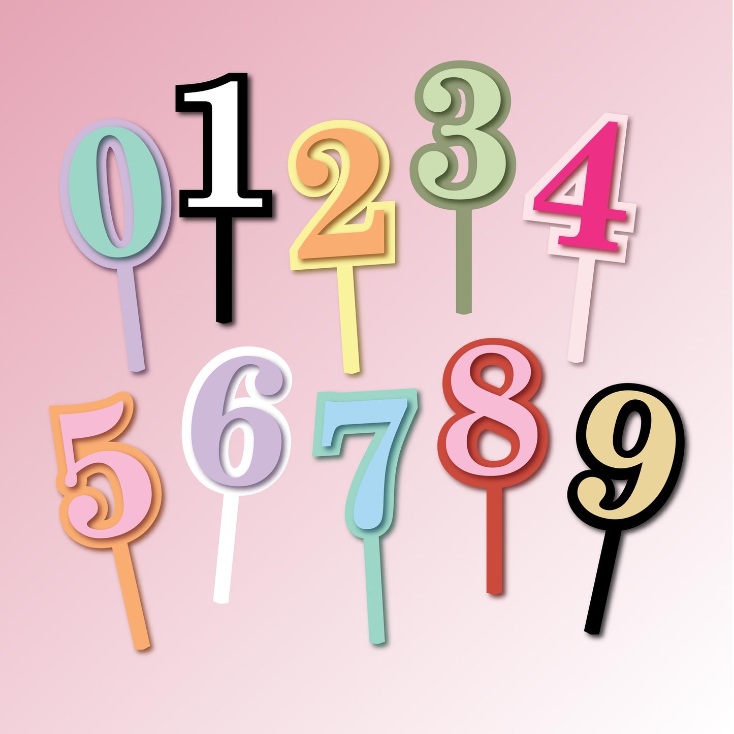 Number Cake Toppers - Double Layer Acrylic Cake Topper