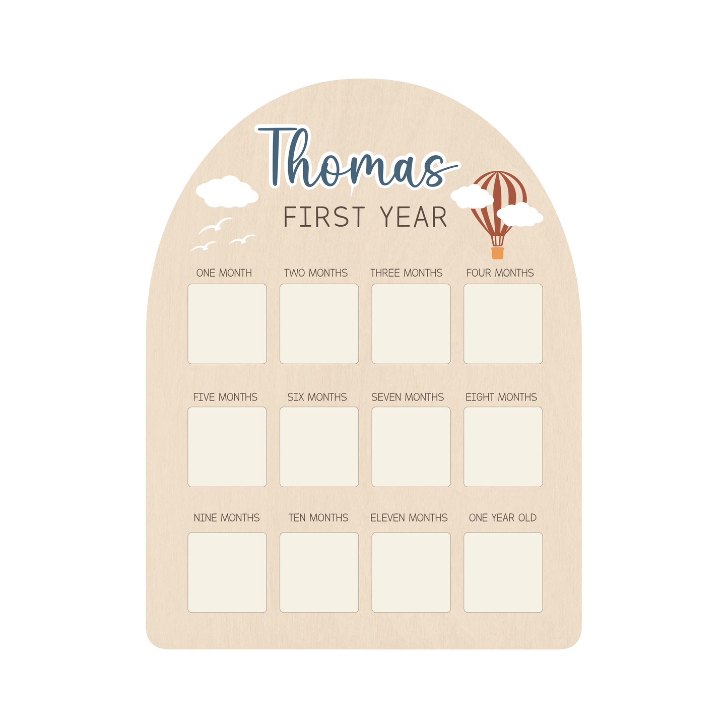 First Year Photo Board - Up in the sky