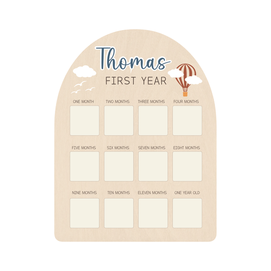 First Year Photo Board - Up in the sky