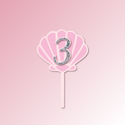 Shell & Number Acrylic Cake Topper/plaque