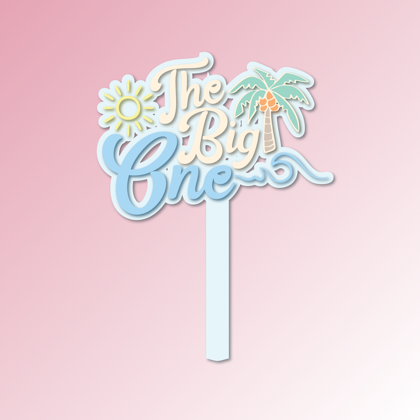 The Big One – Beach Theme Acrylic Cake Topper/Plaque