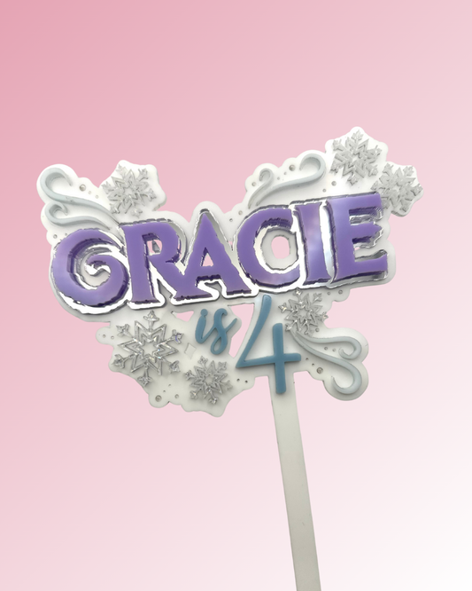 Frozen Theme – Name & Age Cake Topper