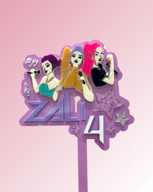 K-POP Demon Hunters Theme – Name & Age Cake Topper